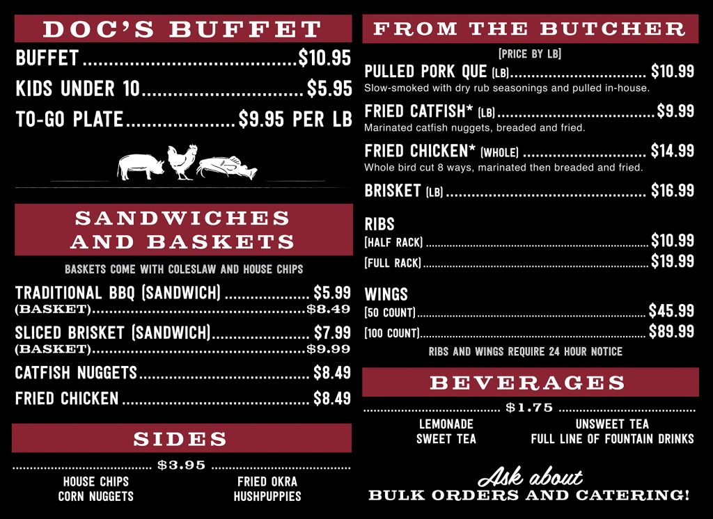 doc's bar and kitchen menu